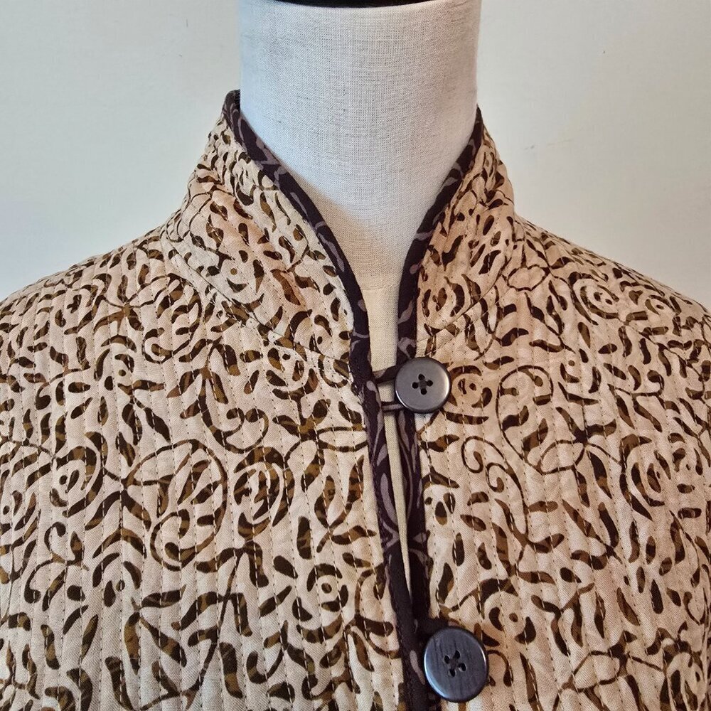 Reversible Quilted Jacket in Cream & Brown